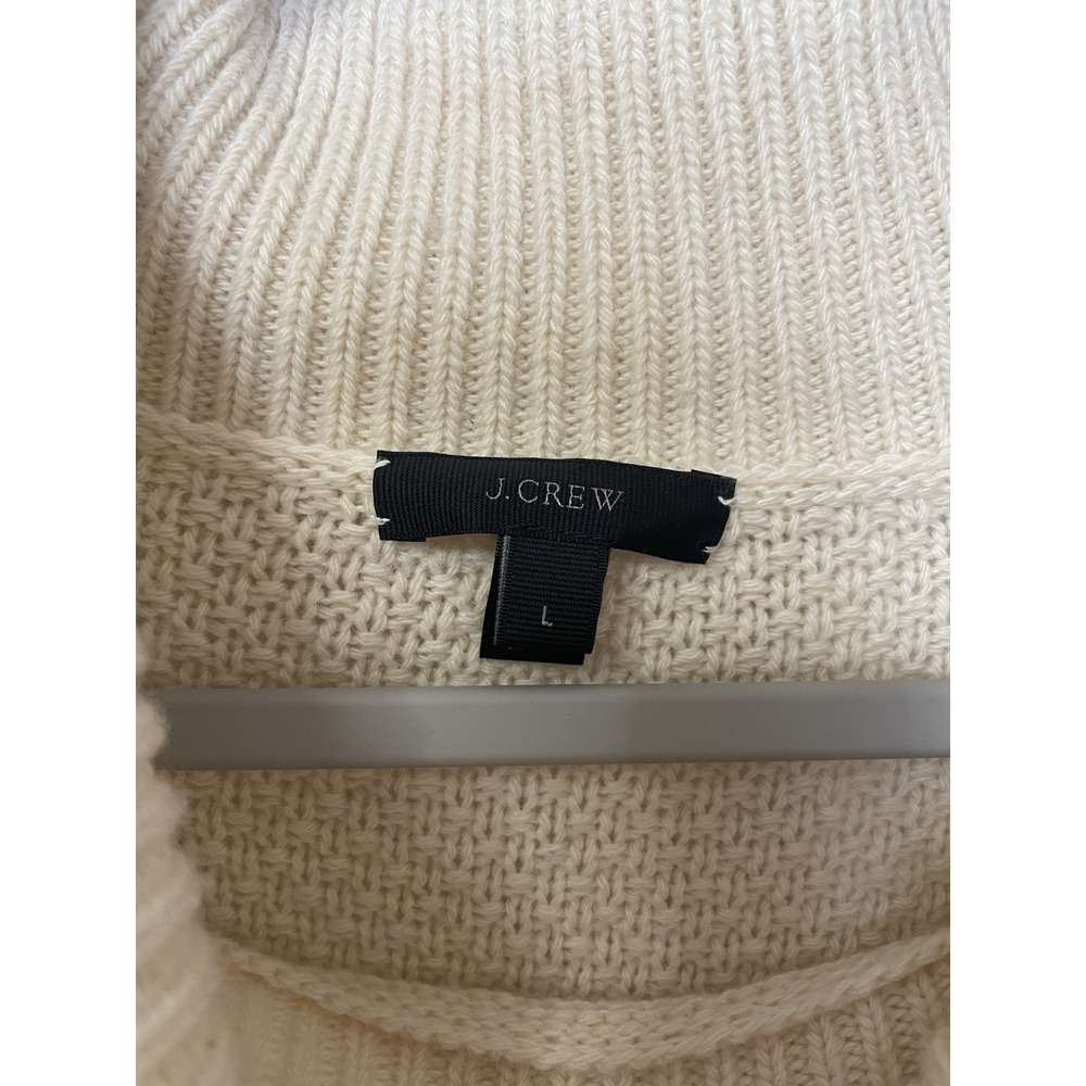 J. Crew Sweater Womens L Ivory Lace Cable Knit Turtleneck Wool Blend - Picture 4 of 6